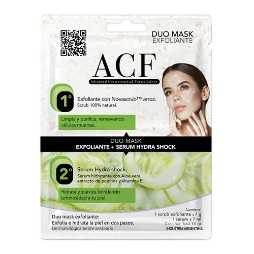 Máscara Facial Acf Dúo Exfoliante + Sérum Hydra Shock x 14 g