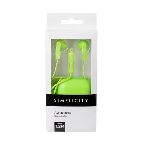 Auriculares con Estuche Verde Liso Simplicity Tech Ola12