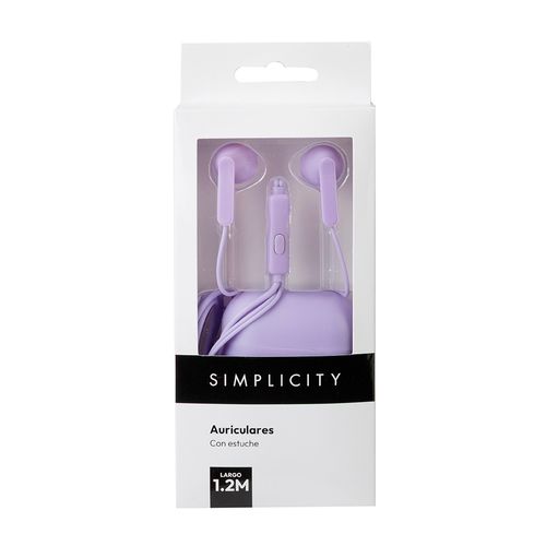 Auriculares con Estuche Lila Liso Simplicity Tech Ola12