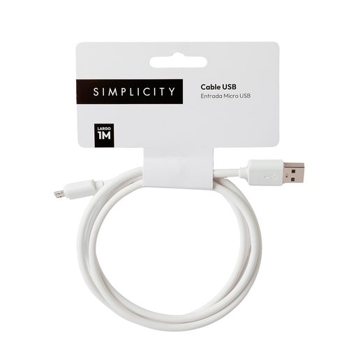 Cable Usb Micro Usb 1m 2A Blanco Simplicity Tech Ola12