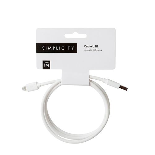 Cable Usb Lightning 1m 2A Blanco Simplicity Tech Ola12