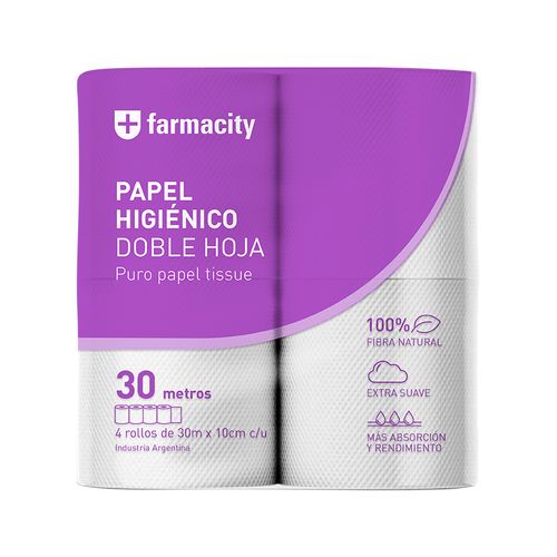 Papel Higiénico Farmacity Doble Hoja x 4 un x 30 m c/u