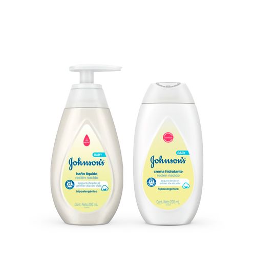 Combo Johnson's Recién Nacido: Jabón Líquido x 200 ml + Crema Hidratante x 200 ml