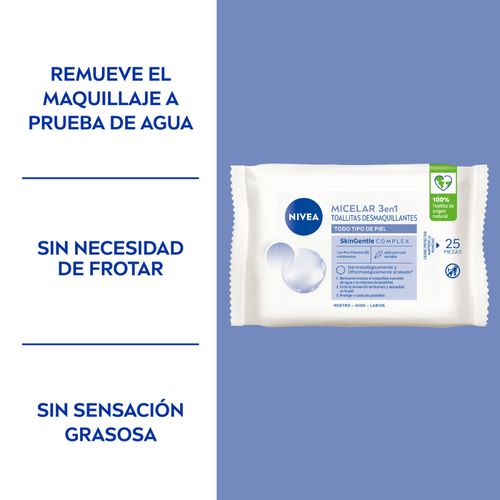 Toallitas Desmaquillantes Nivea MicellAir Todo Tipo de Piel x 25 un