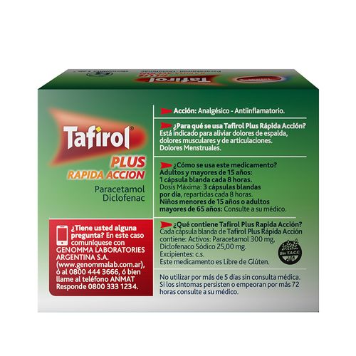 Tafirol Plus Paracetamol Diclofenac x 16 Cáps
