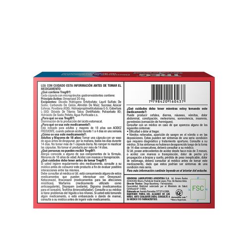 Treg Isa Omeprazol 20 mg x 15 Cáps