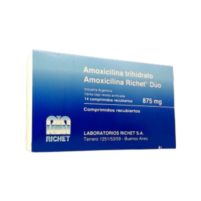 Amoxicilina Richet Duo Amoxicilina 875 mg x 14 Comp - Farmacity