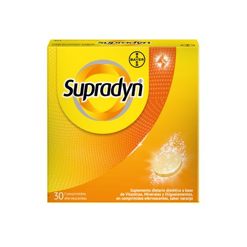 Suplemento Dietario Supradyn Multivitamínico Sabor Naranja x 30 Comp Efervescentes