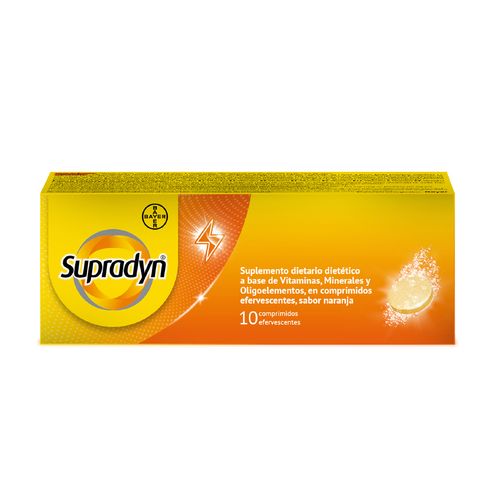 Suplemento Dietario Supradyn Multivitamínico Sabor Naranja x 10 Comp Efervescentes