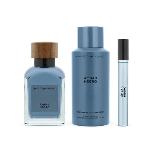 Set Edp Adolfo Dominguez Ambar Negro 120 ml + Desodorante 150ml + Edp 10 ml