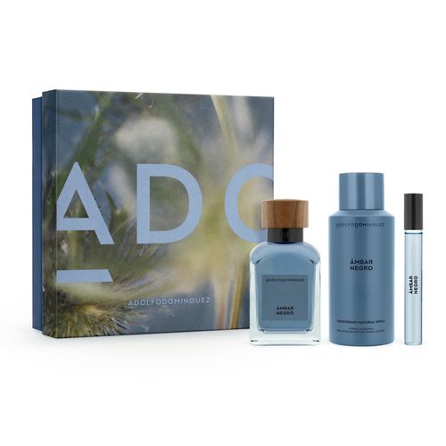 Set Edp Adolfo Dominguez Ambar Negro 120 ml + Desodorante 150ml + Edp 10 ml