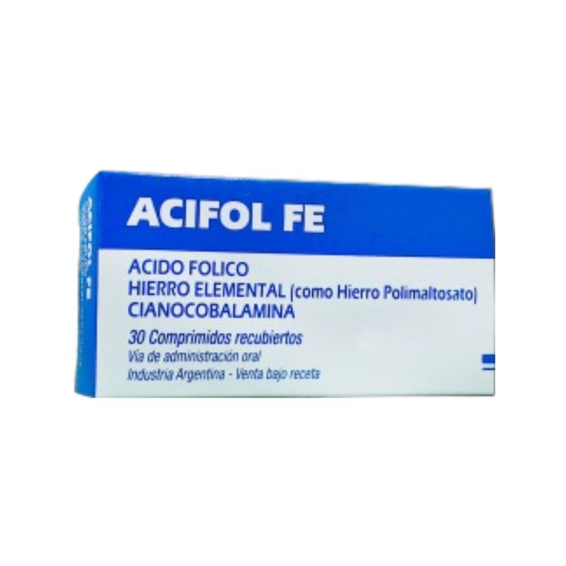 Acifol Fe Hierro + Vit B12 + Fólico, c x 30 Comp - Farmacity