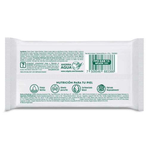 Jabón en Barra Palmolive Naturals Antibacterial de Carbón x 3 un x 90 g c/u