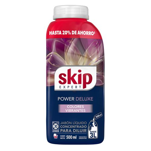 Jabón Líquido Skip Power Deluxe Concentrado Diluible x 500 ml