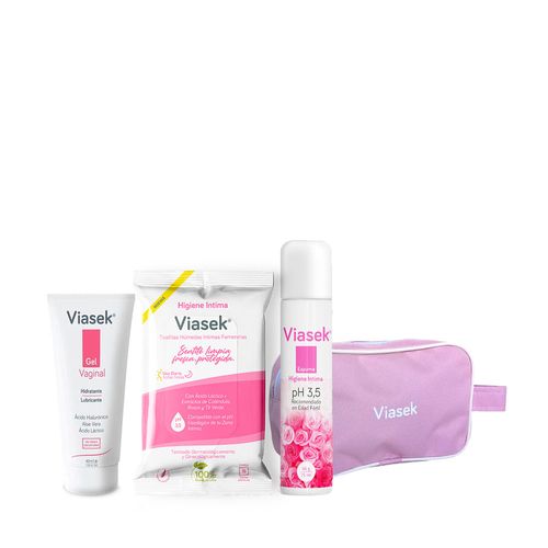 Combo Viasek Gel Vaginal x 40 ml + Espuma Ph 3,5 x 75 ml + Toallitas Húmedas x 16 un + Regalo por Compra