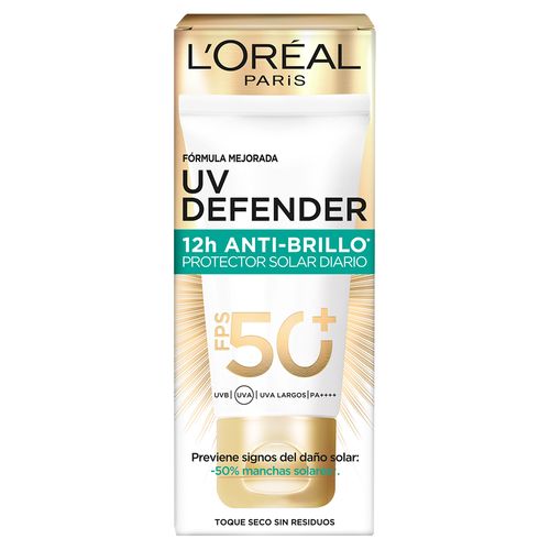 Protector Solar L'Oréal Paris UV Defender FPS50+ Anti Brillo sin Color x 40 g