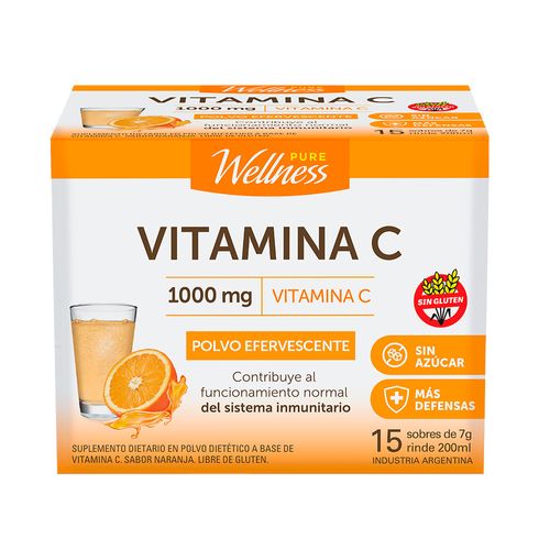 Suplemento Dietario Pure Wellness Vitamina C 1000 mg x 15 Sobres Efervescentes