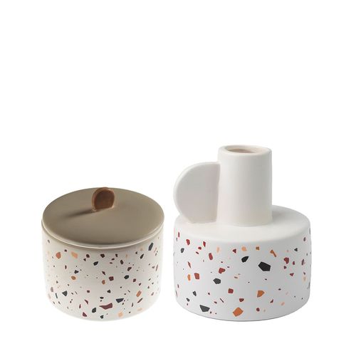 Combo Adorno Terrazo Grande Boho Simplicity Deco Ola2 + Florero de Terrazo Simplicity Grande