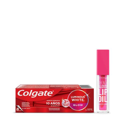 Combo Brillo Labial Rimmel Glossy Lip Tono 003 + Pasta Dental Colgate