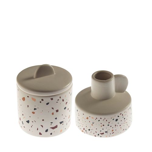 Combo Florero de Terrazo Simplicity Chico + Adorno Terrazo Chico Boho Simplicity Deco Ola2