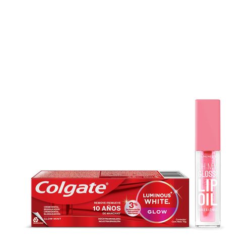 Combo Brillo Labial Rimmel Glossy Lip Tono 001 + Pasta Dental Colgate