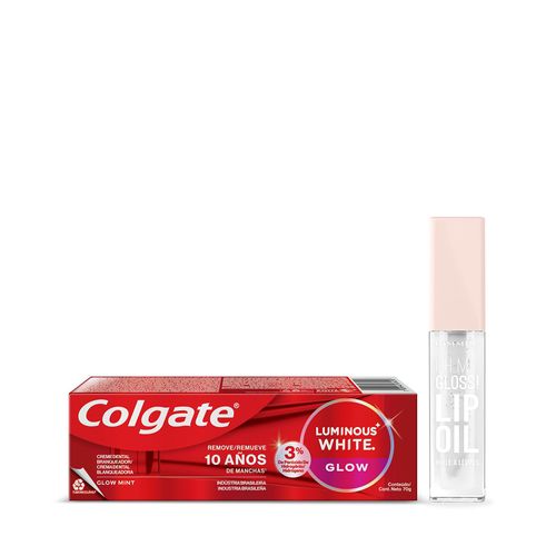 Combo Brillo Labial Rimmel Glossy Lip Tono 000 + Pasta Dental Colgate