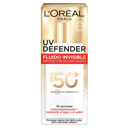 Protector Solar L'Oréal Paris UV Defender Fluido Invisible FPS50+ x 40 g
