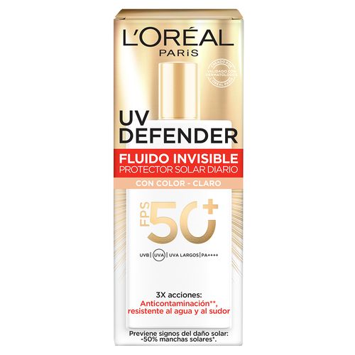 Protector Solar L'Oréal Paris UV Defender Fluido Tono Claro FPS50+ x 40 g