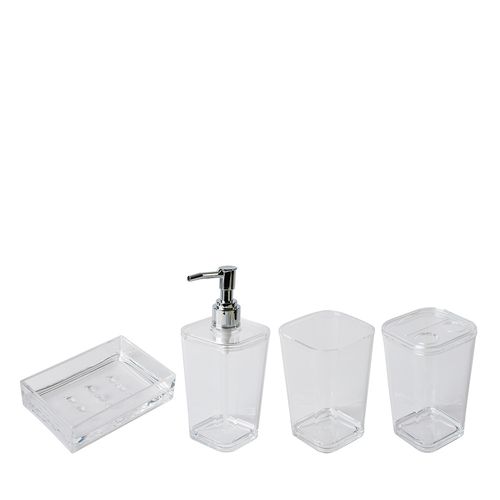 Combo Simplicity Home Ola10 Acrilico Contenedor + Dispenser para Jabón Líquido + Porta Cepillo de Dientes + Jabonera