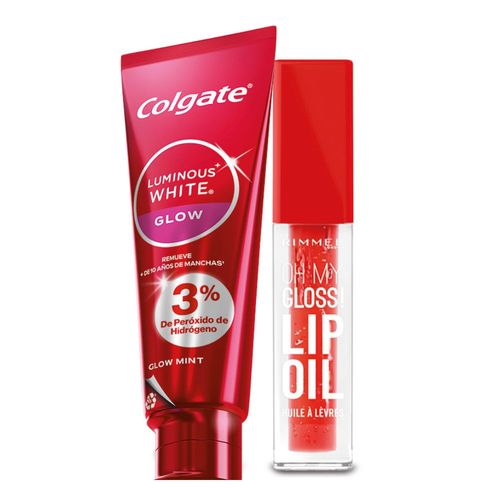 Combo WOW! - Combo Brillo Labial Rimmel Glossy Lip Tono 004 + Pasta Dental Colgate Luminous White Glow x 70 g