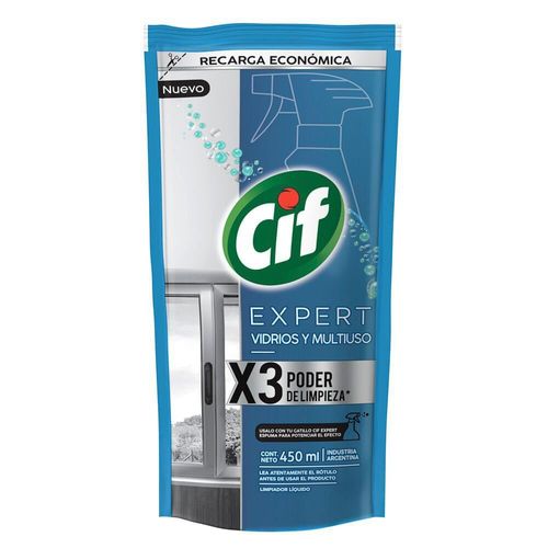 Limpiador Vidrios y Mulitiuso Cif Expert Doypack x 450 ml
