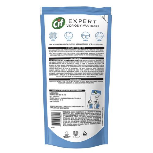 Limpiador Vidrios y Mulitiuso Cif Expert Doypack x 450 ml