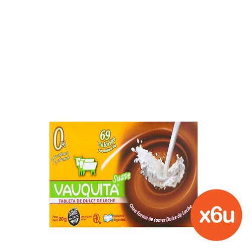 Combo Tableta Vauquita Dulce de Leche Light x 80 g x 6 un