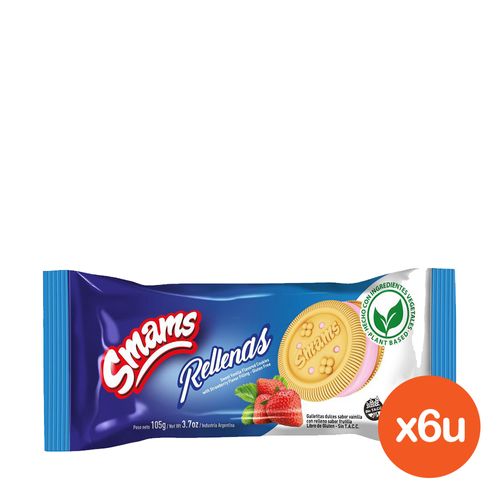 Combo Galletitas Smams Rellenas de Frutilla x 105 g x 6 un