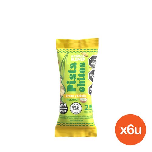 Combo Pistachitos Animal Kind Pelados Cebolla y Crema x 25 g x 6 un