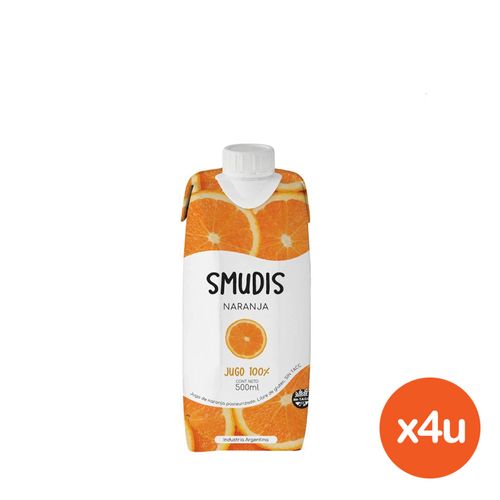 Combo Jugo Smudis 100% Naranja x 500 ml x 4 un