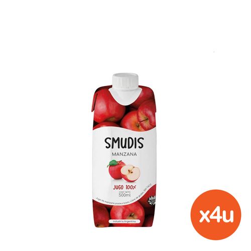 Combo Jugo Smudis 100% Manzana x 500 ml x 4 un