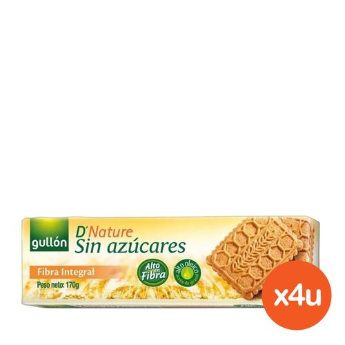 Combo Galletitas Gullón Fibra Diet Nature sin Azúcar x 170 g x 4 un