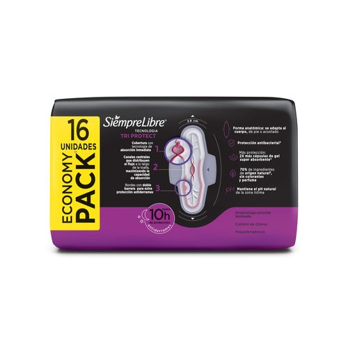 Toallas Femeninas Siempre Libre Adapt Plus Noche y Día Suave con Alas x 16 un