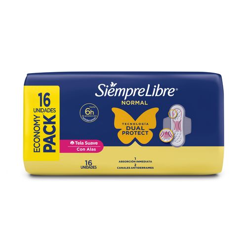 Toallas Femeninas Siempre Libre Normal Suave con Alas x 16 un