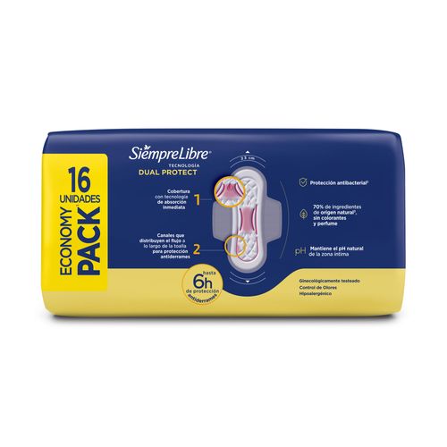 Toallas Femeninas Siempre Libre Normal Suave con Alas x 16 un