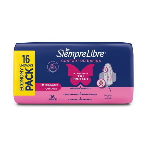 Toallas Femeninas Siempre Libre Adapt Plus Ultrafina con Alas x 16 un