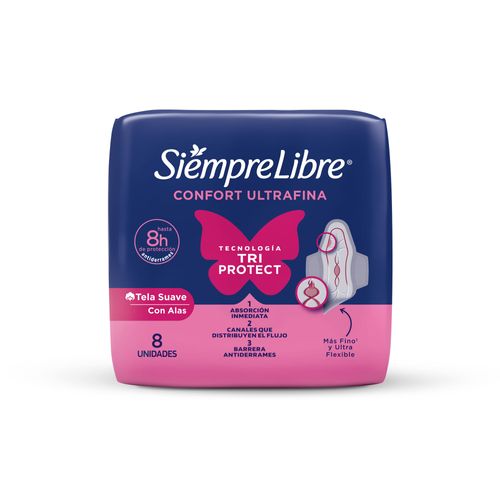 Toallas Femeninas Siempre Libre Adapt Plus Ultrafina Suave con Alas x 8 un