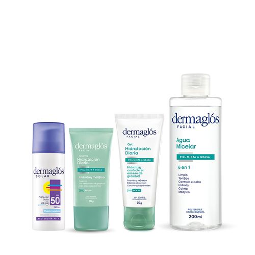 Combo facial Dermaglós Piel Grasa a Mixta + Protector Solar Fps 50