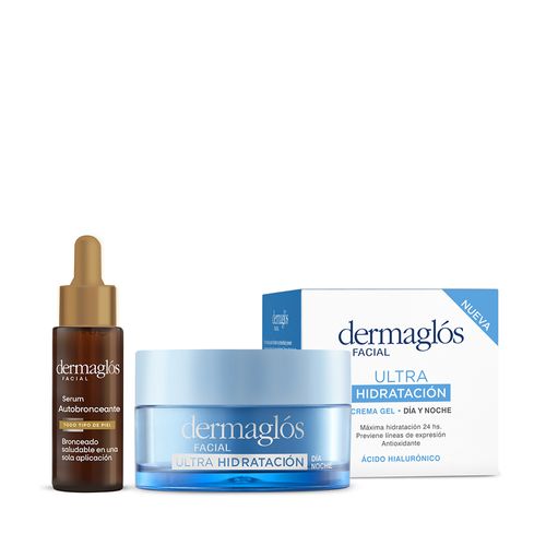 Combo Dermaglós Sérum Facial Autobronceante x 25 ml + Crema Gel Ultra Hidratacion x 50 g