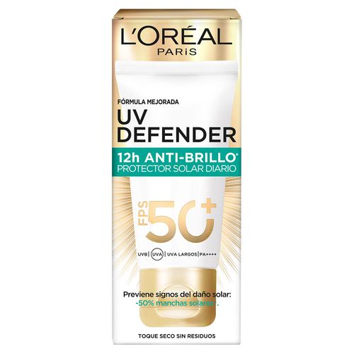 Protector Solar L'Oréal Paris Anti-Brillo Uv Defender Tono Claro Fps 50+ x 40 g