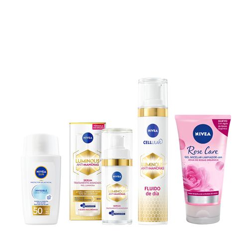 Combo Nivea Sérum + Crema Anti Manchas + Protector Solar + Gel Limpiador Facial