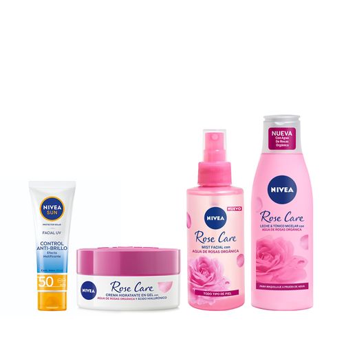 Combo Nivea Crema Hidratante + Leche y Tónico + Spray Mist Facial + Protector Solar