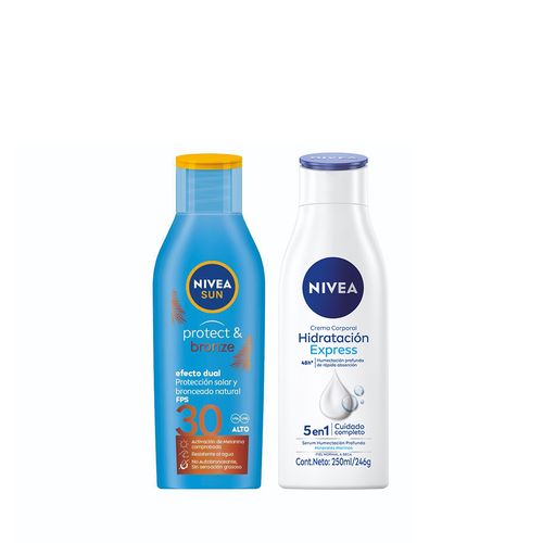 Combo Nivea Crema + Bronceador y Protector Solar en Loción