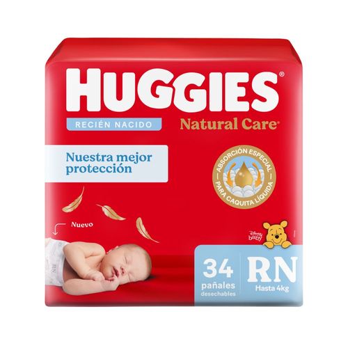 Pañales Huggies Natural Care Talle RN x 34 un